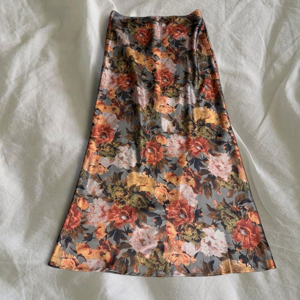 Whimsigoth Dark Feminine Festival Floral Maxi Skirt NWT